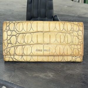 Miu Miu Croc-Embossed Large Wallet